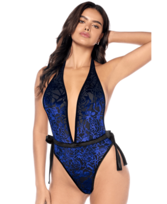 Body teddy plongeant en velours floral Mapalé 